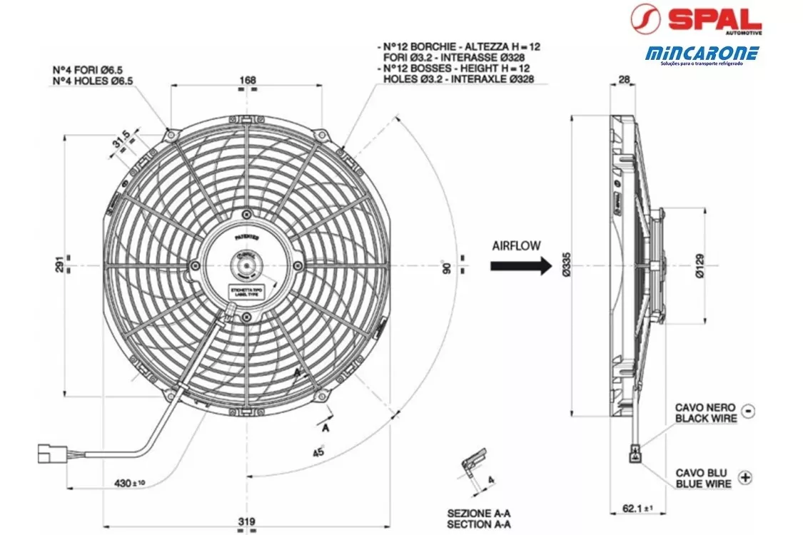 ELETRO VENTILADOR SPAL 30101522 VA10-AP50/C-61A 12V 12 POLEGADAS ASPIRANTE - Image 5